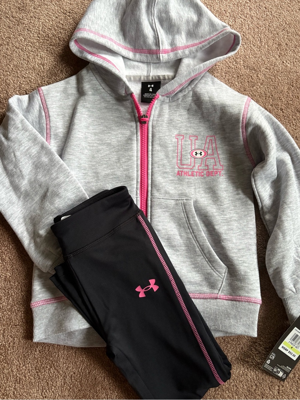 Under Armour Kids Girls hooded jacket pants cute soft set bundle lot size 4 NWT